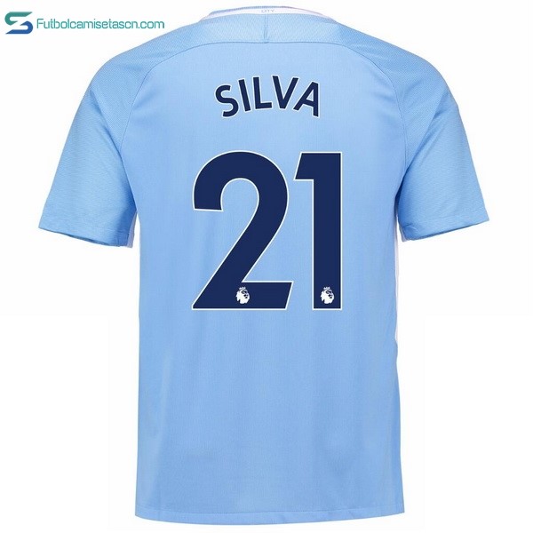 Camiseta Manchester City 1ª Silva 2017/18